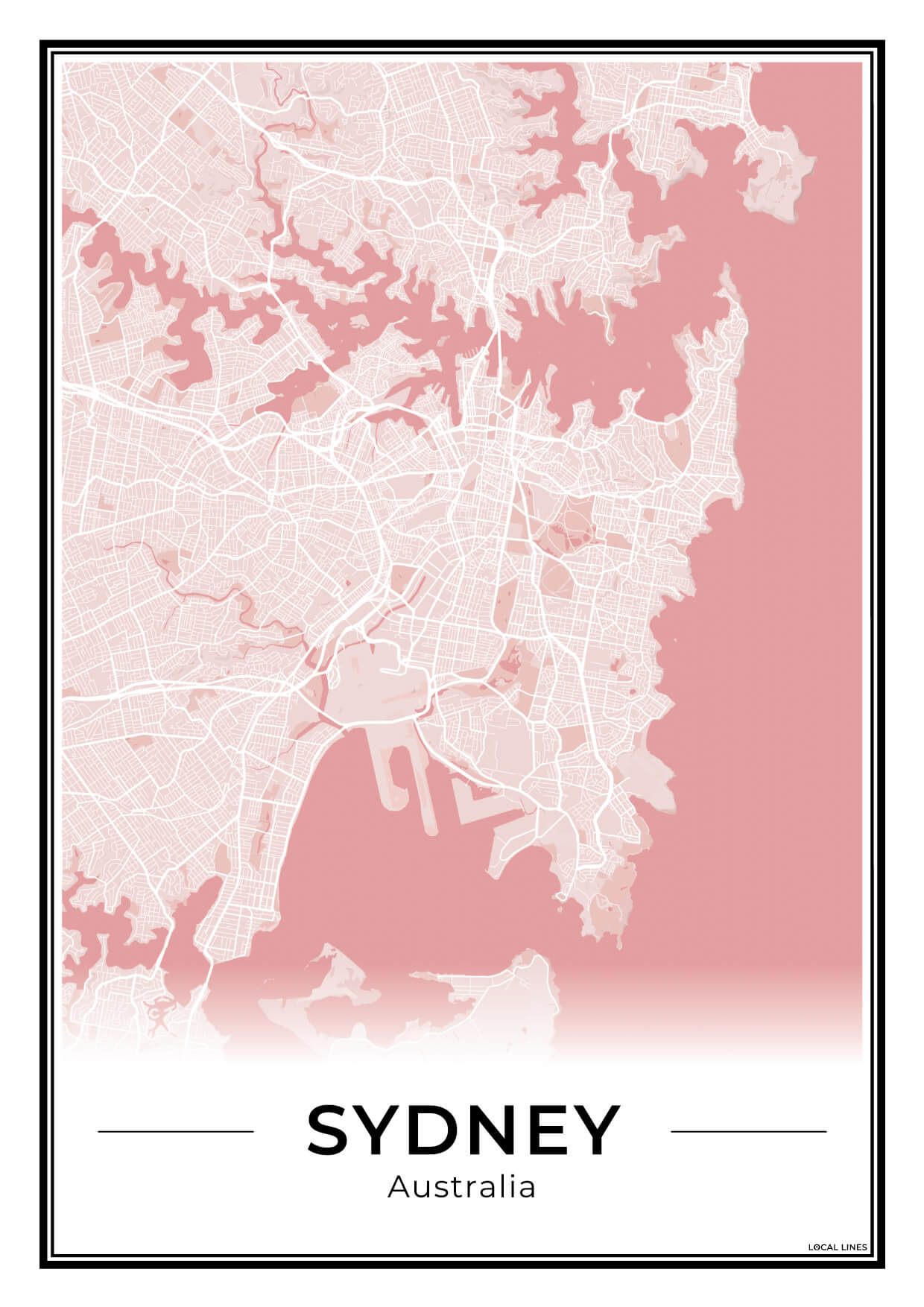 Sydney Stadskaart – Poster - Blush