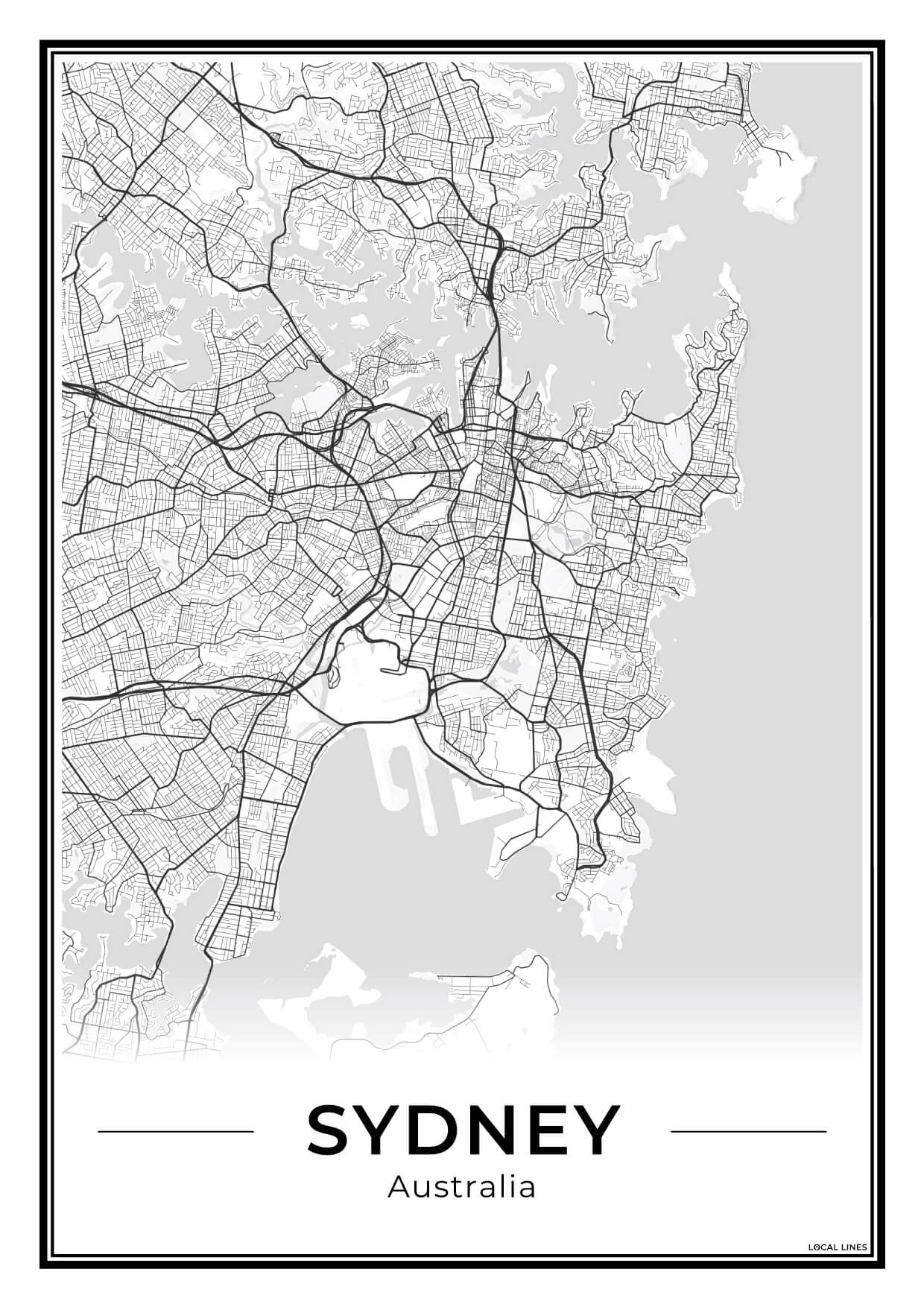 Sydney Stadskaart – Poster - Light
