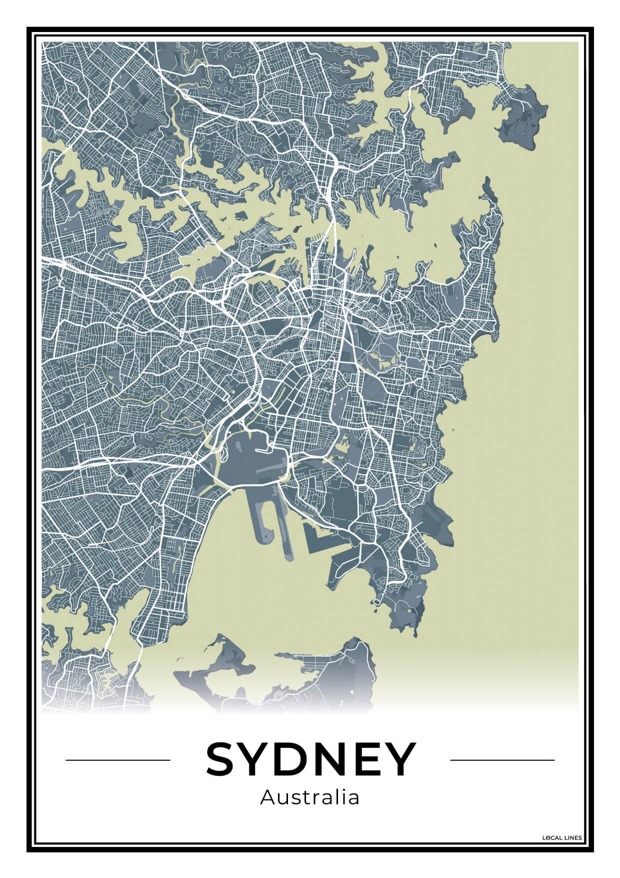 Sydney Stadskaart – Poster - Midnight