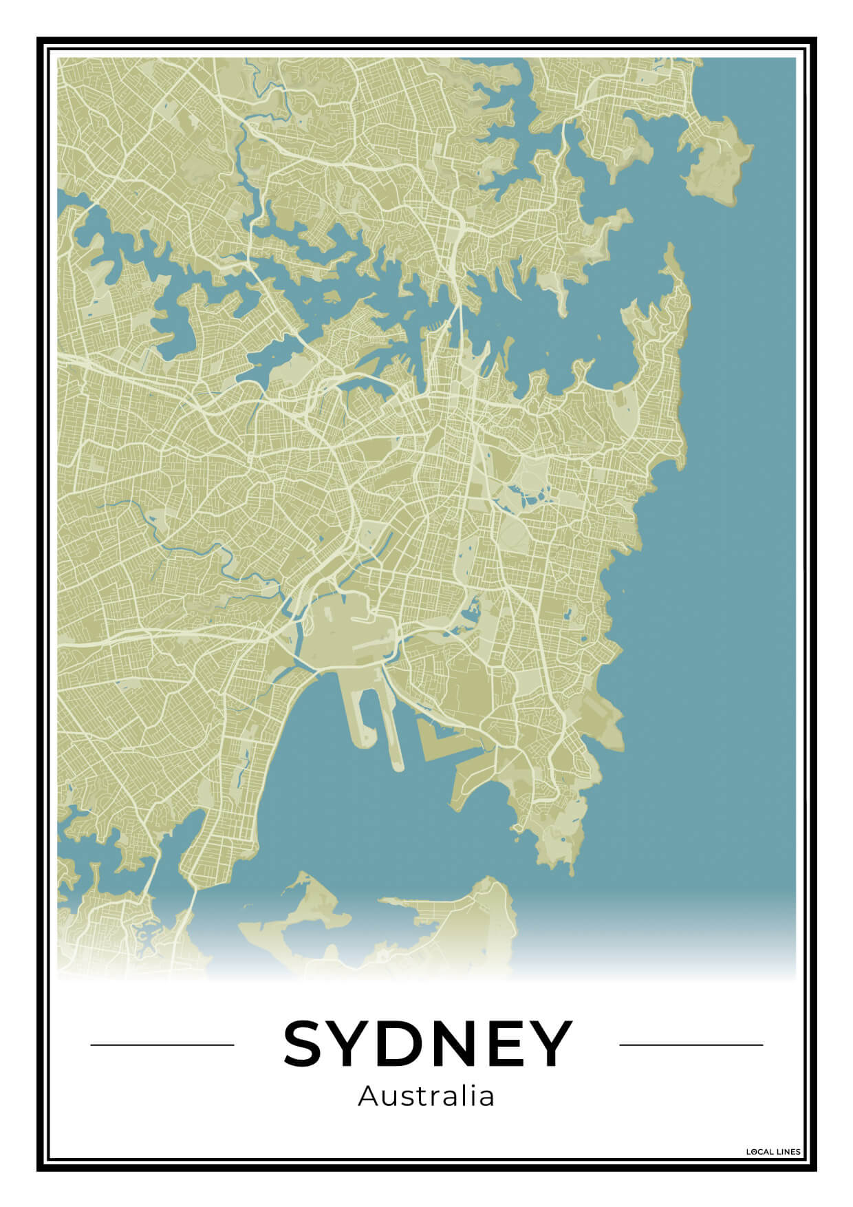 Sydney Stadskaart – Poster - Moss