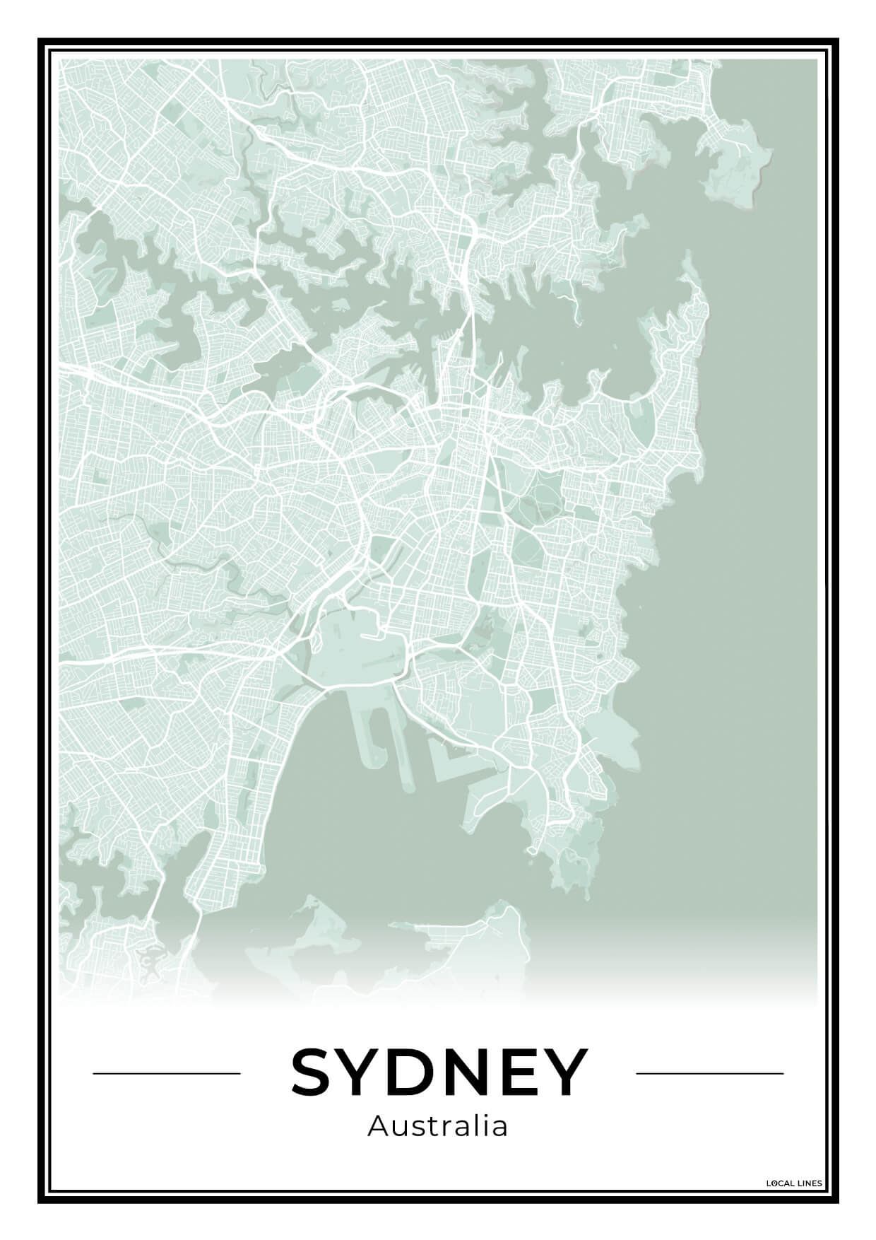 Sydney Stadskaart – Poster - Sage