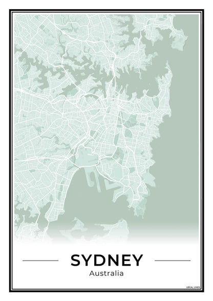 Sydney Stadskaart – Poster - Sage