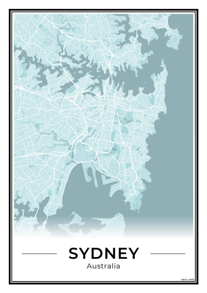 Sydney Stadskaart – Poster - Sky