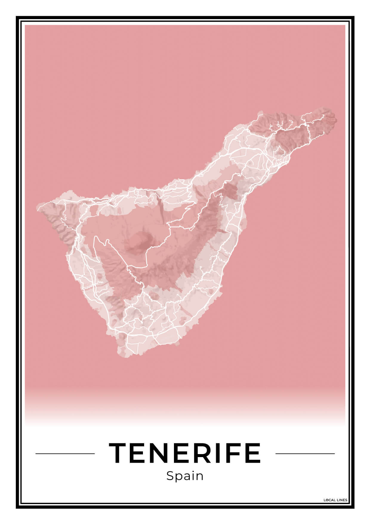 Tenerife Eilandkaart – Poster - Blush