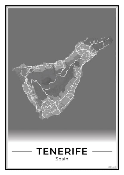 Tenerife Eilandkaart – Poster - Dark