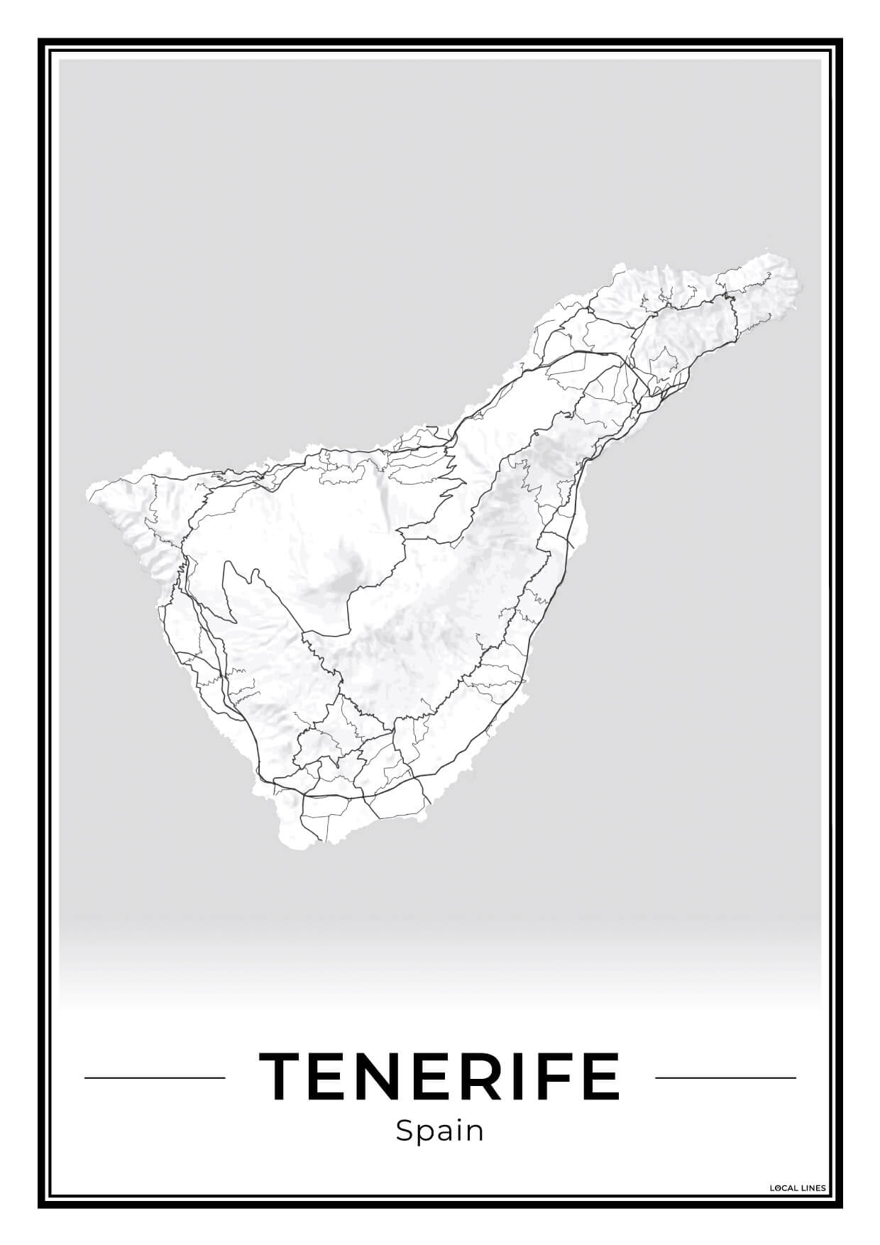 Tenerife Eilandkaart – Poster - Light