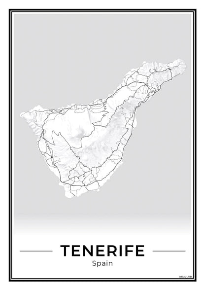 Tenerife Eilandkaart – Poster - Light