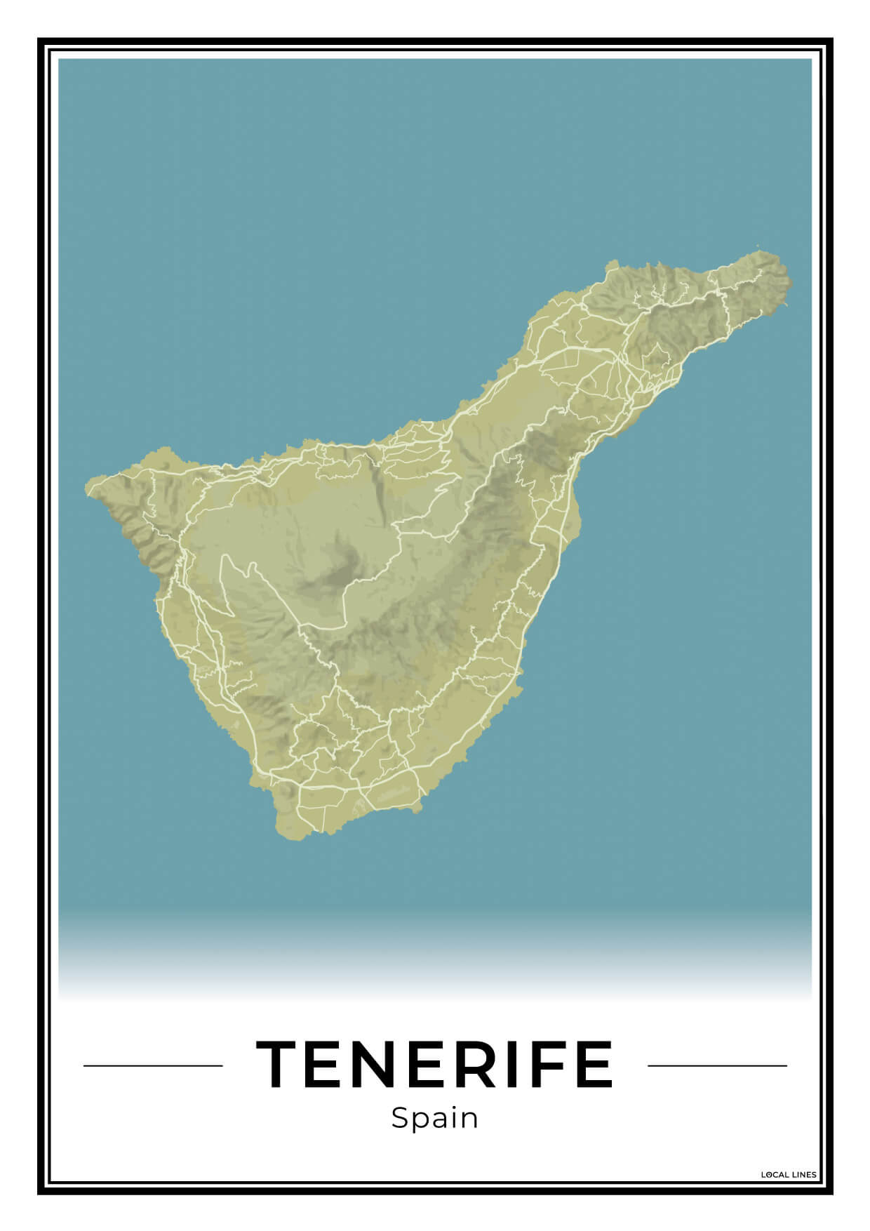 Tenerife Eilandkaart – Poster - Moss