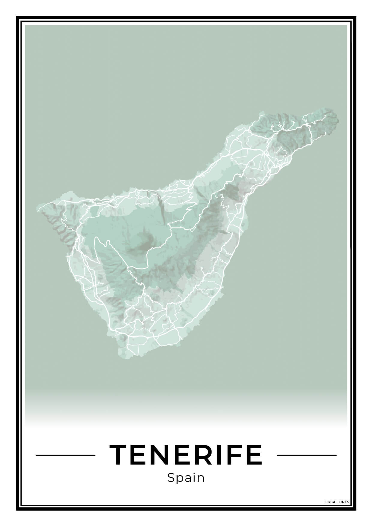 Tenerife Eilandkaart – Poster - Sage