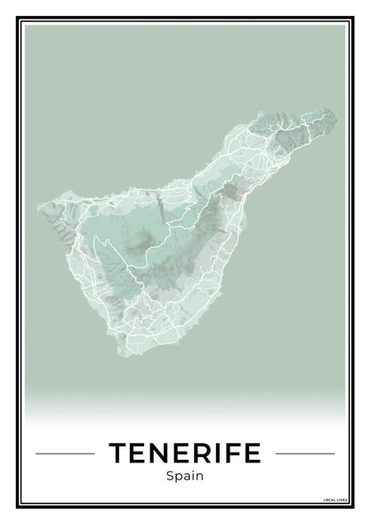Tenerife Eilandkaart – Poster - Sage
