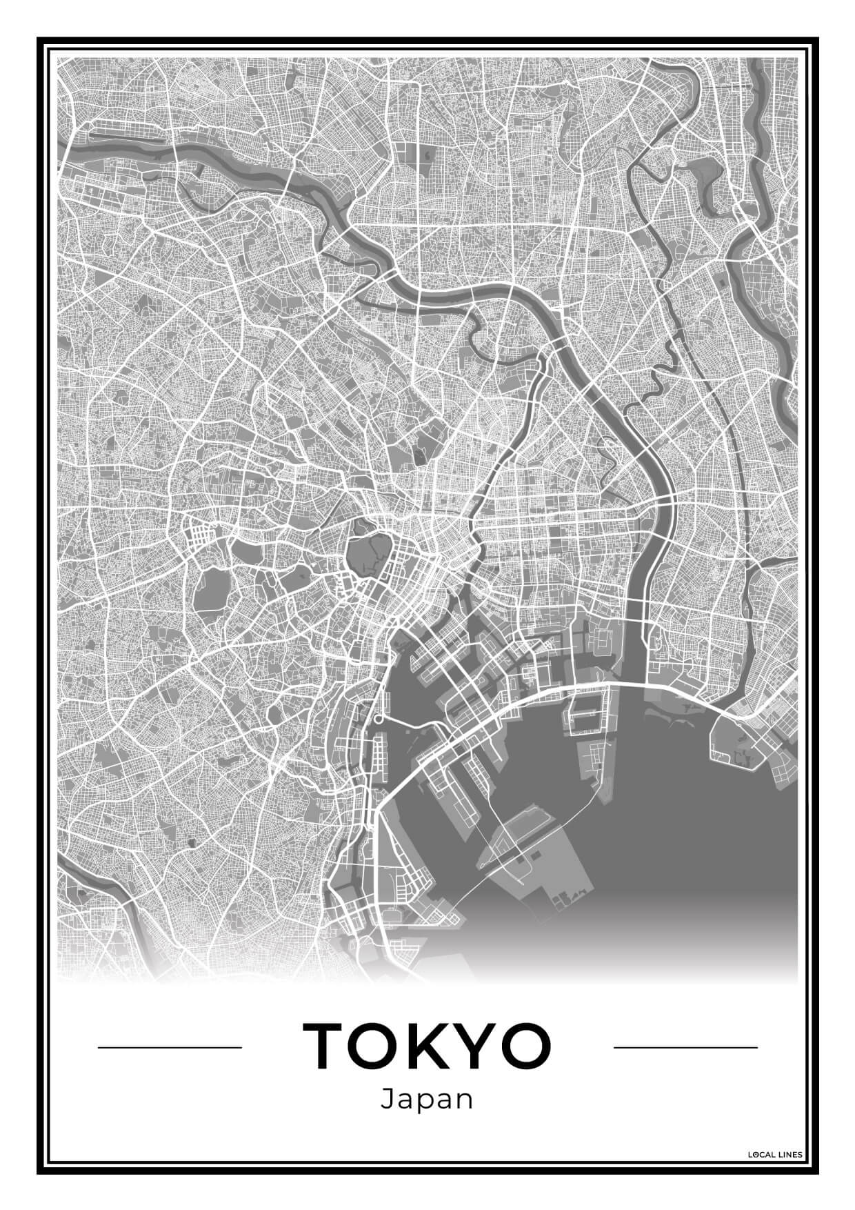 Tokio Stadskaart – Poster - Dark