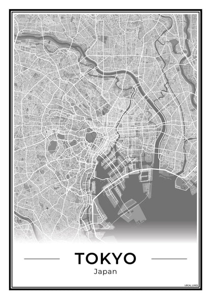 Tokio Stadskaart – Poster - Dark