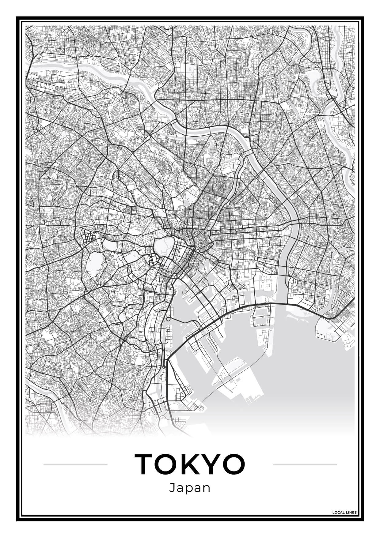 Tokio Stadskaart – Poster - Light