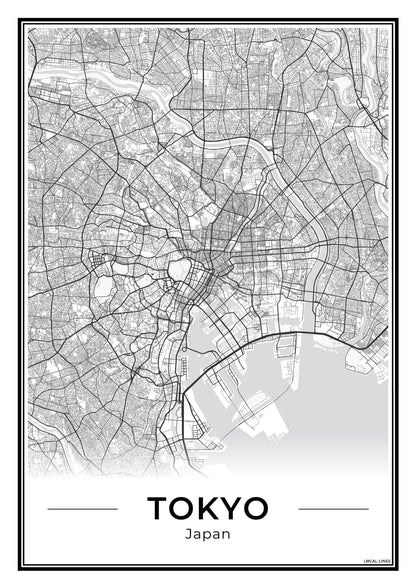 Tokio Stadskaart – Poster - Light