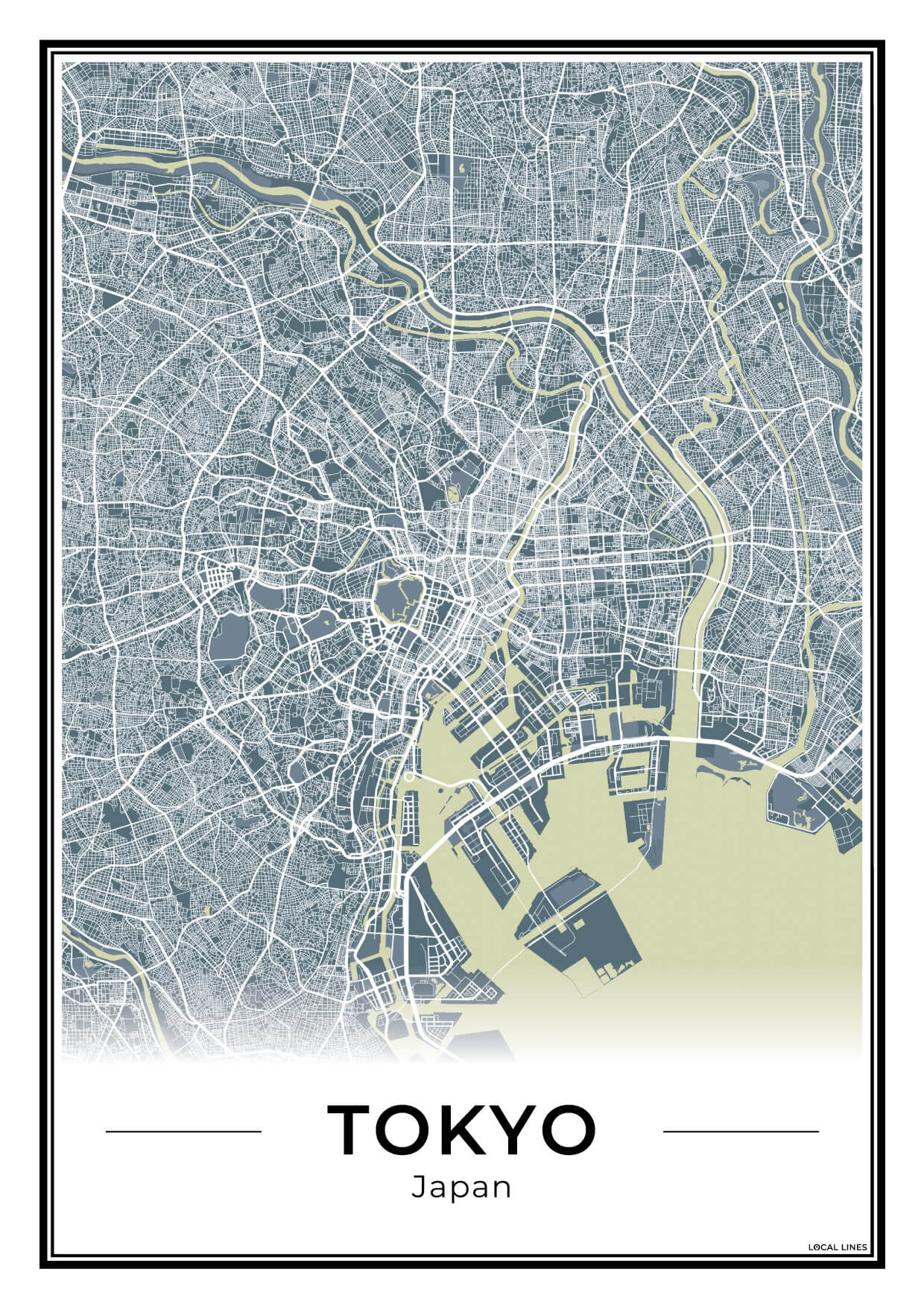 Tokio Stadskaart – Poster - Midnight