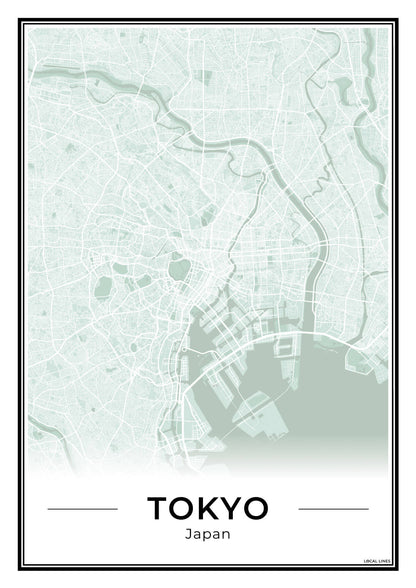 Tokio Stadskaart – Poster - Sage