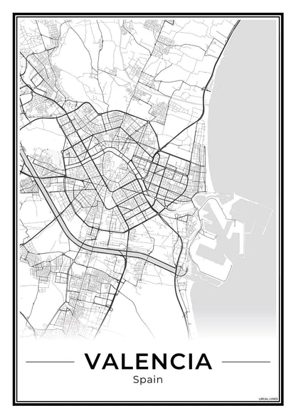 Valencia Stadskaart – Poster - Light