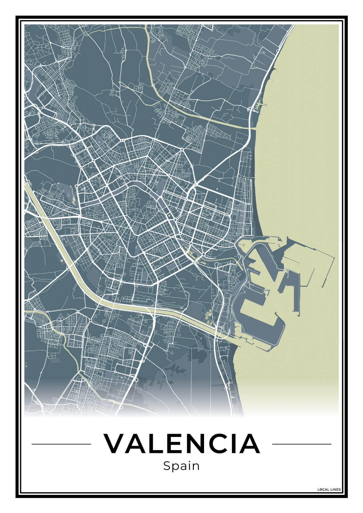 Valencia Stadskaart – Poster - Midnight