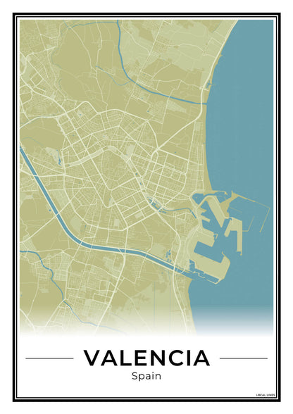 Valencia Stadskaart – Poster - Moss