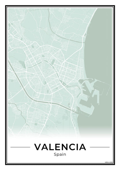 Valencia Stadskaart – Poster - Sage