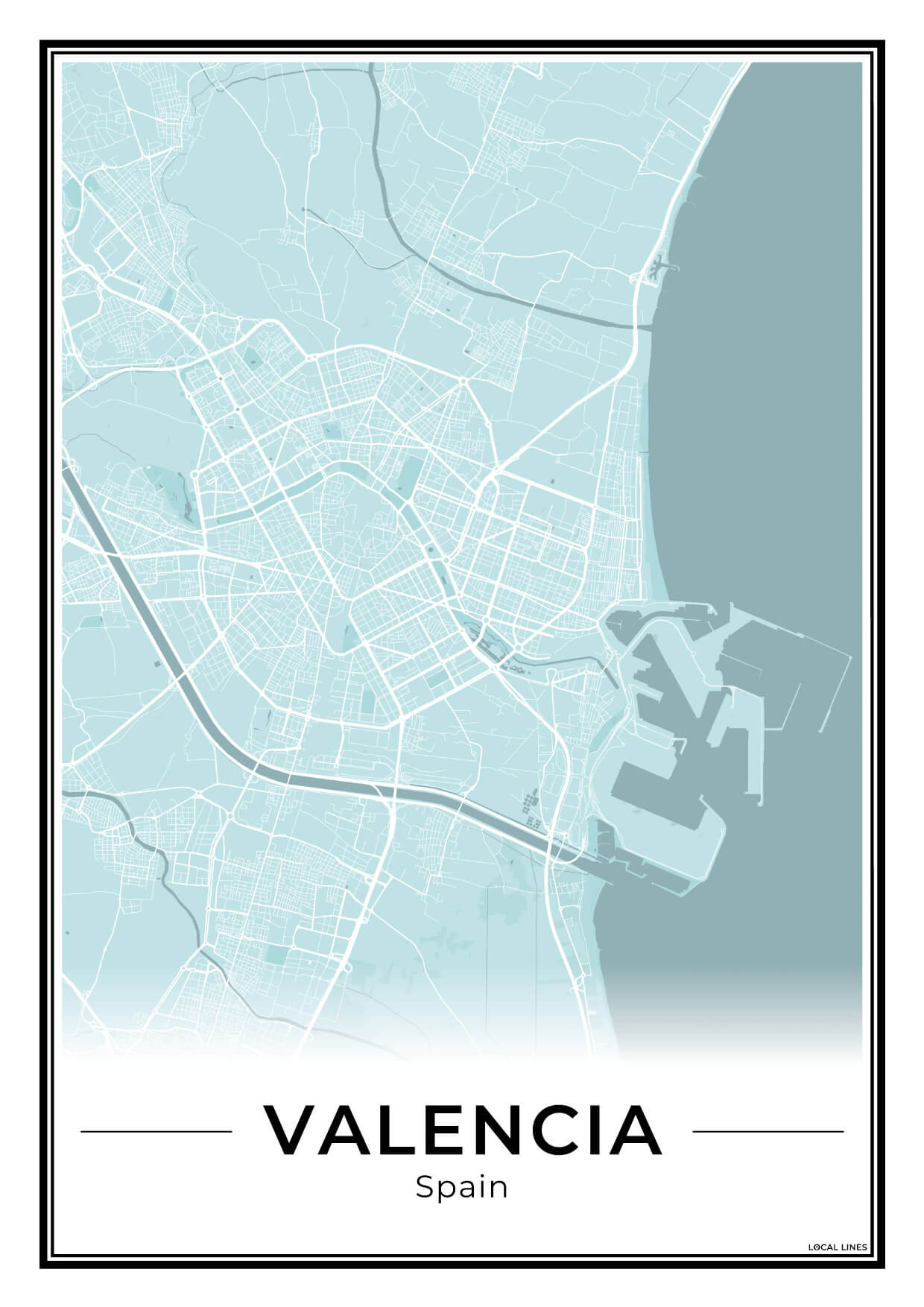 Valencia Stadskaart – Poster - Sky