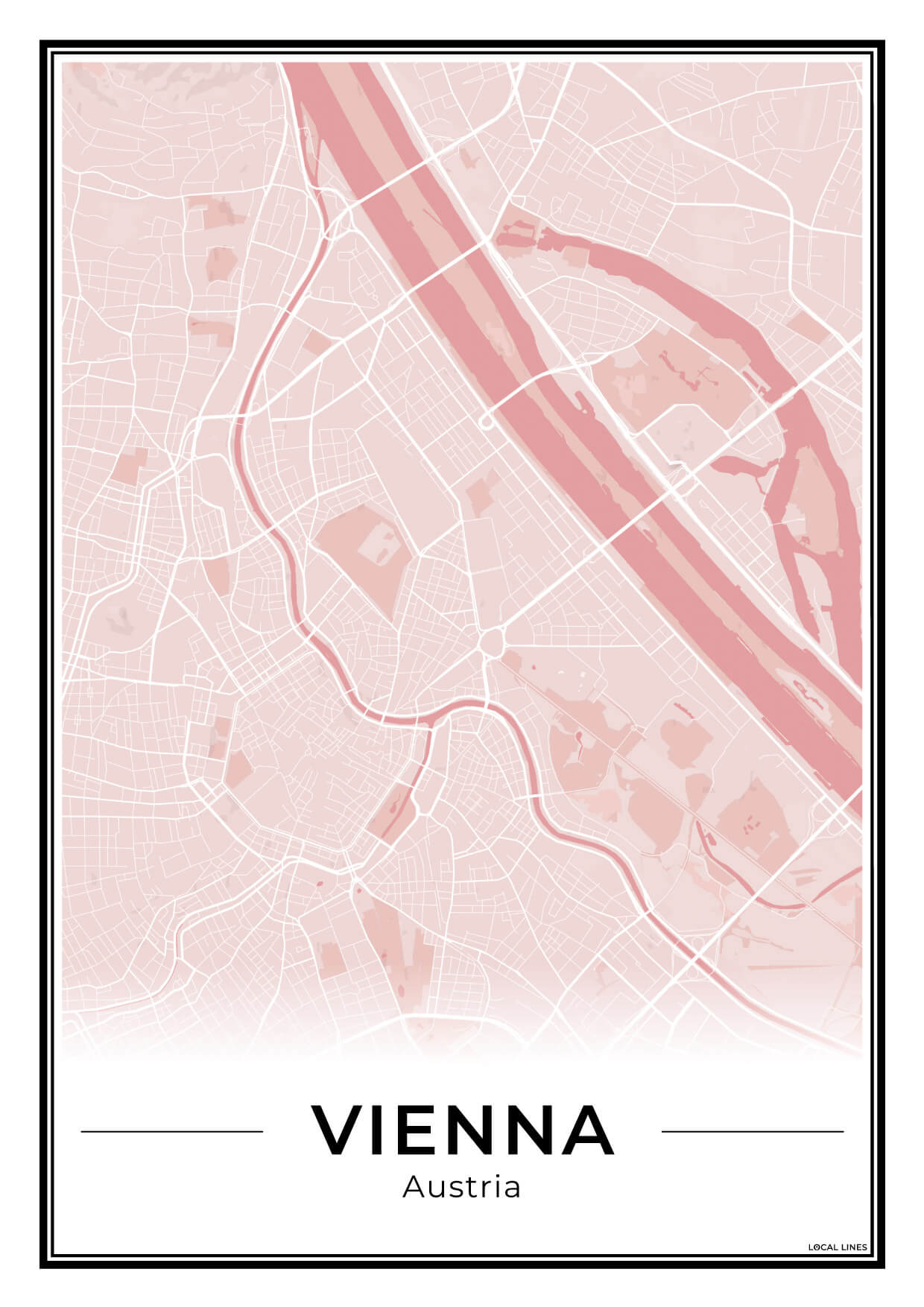 Wenen Stadskaart – Poster - Blush