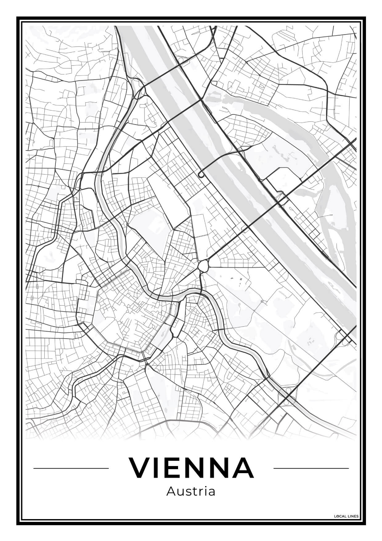 Wenen Stadskaart – Poster - Light