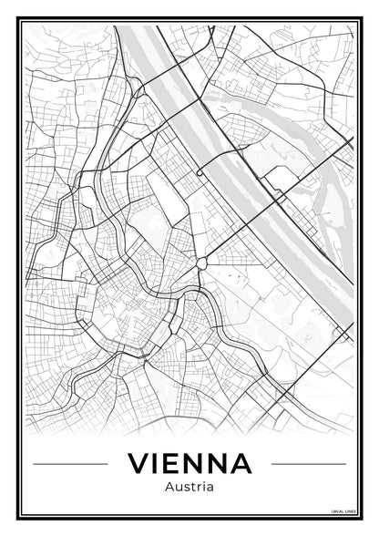 Wenen Stadskaart – Poster - Light