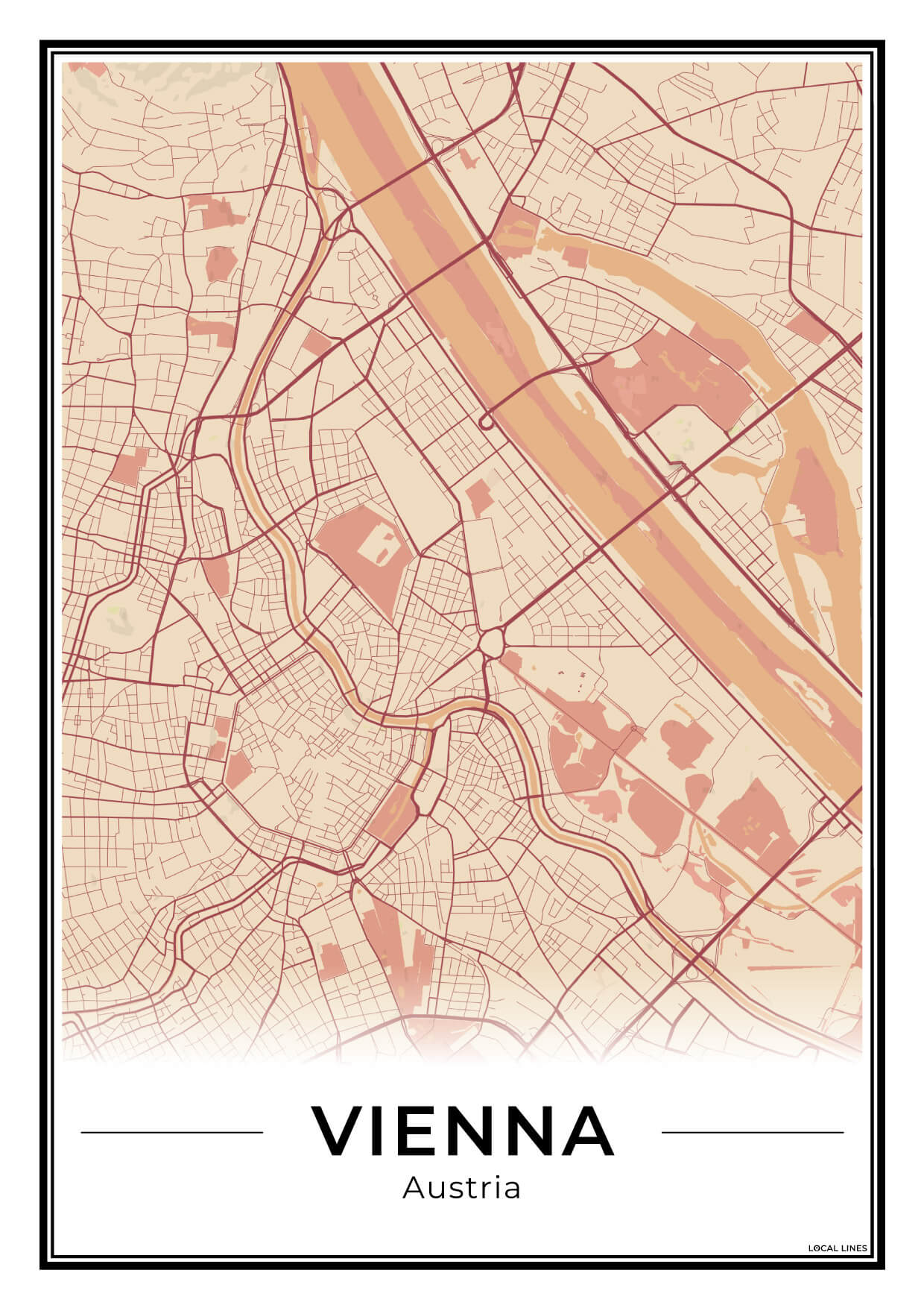 Wenen Stadskaart – Poster - Terracotta