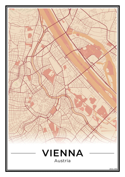 Wenen Stadskaart – Poster - Terracotta
