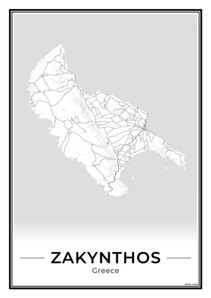 Zakynthos Eilandkaart – Poster - Light