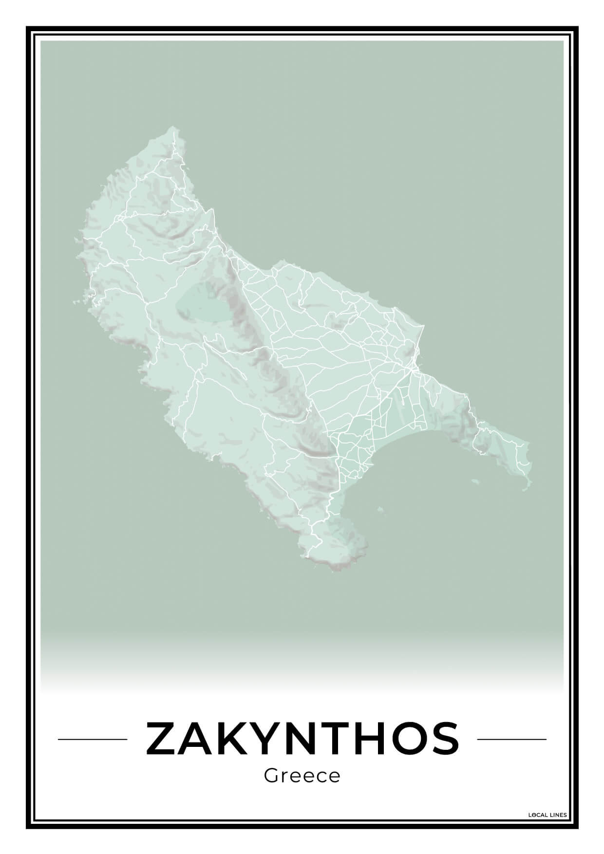 Zakynthos Eilandkaart – Poster - Sage