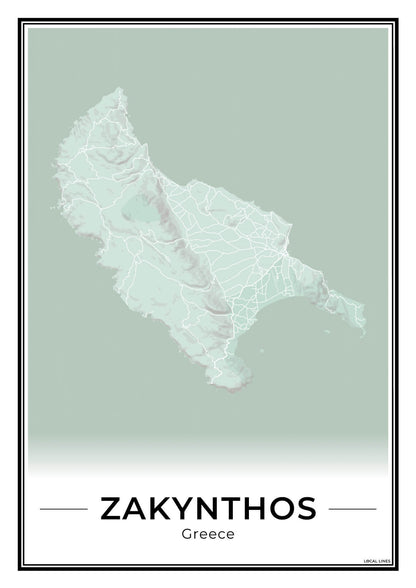 Zakynthos Eilandkaart – Poster - Sage