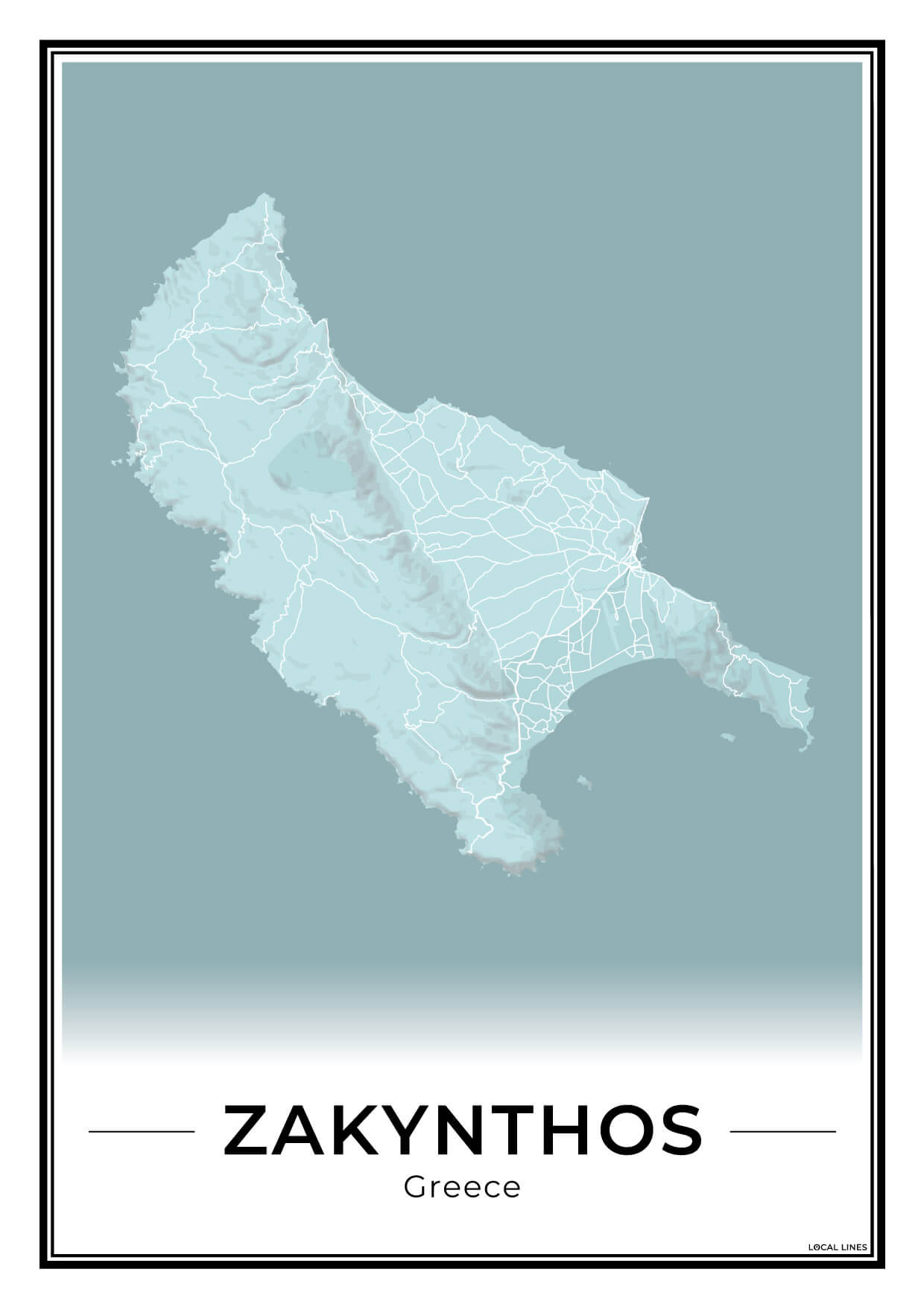 Zakynthos Eilandkaart – Poster - Sky