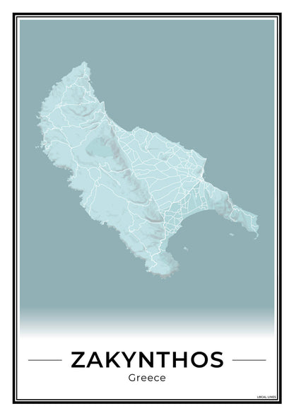 Zakynthos Eilandkaart – Poster - Sky