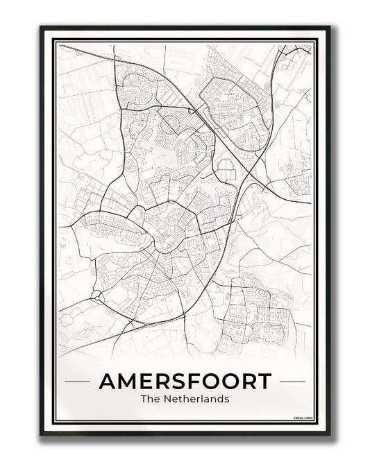 Stadskaart Amersfoort Wanddecoratie Ingelijst Light