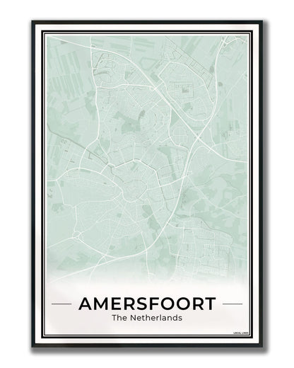 Stadskaart Amersfoort Wanddecoratie Ingelijst Sage