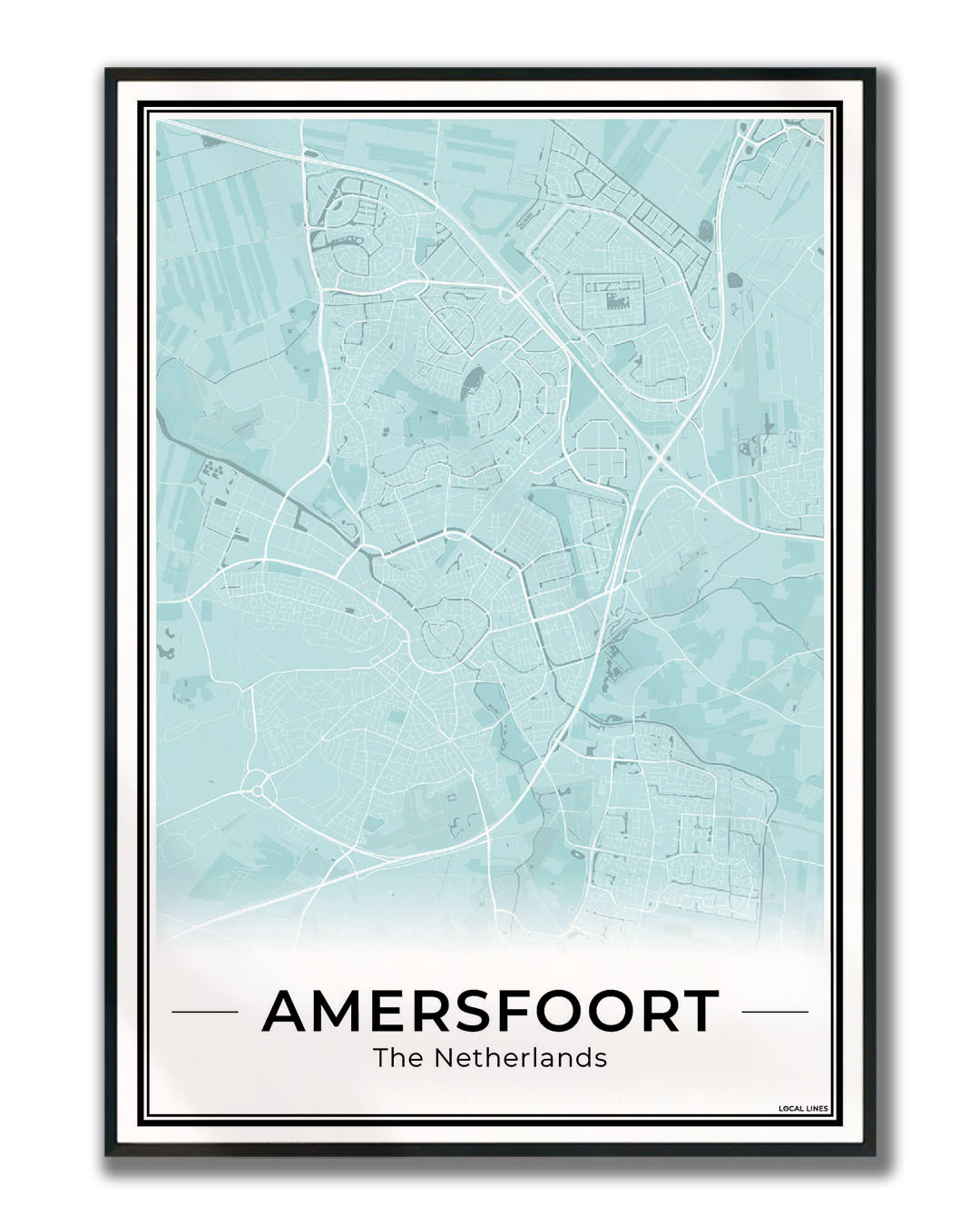 Stadskaart Amersfoort Wanddecoratie Ingelijst Sky