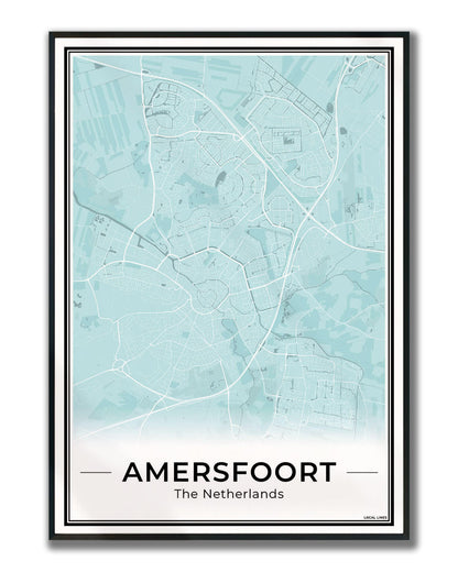 Stadskaart Amersfoort Wanddecoratie Ingelijst Sky