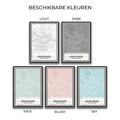 Plattegrond Enschede Wanddecoratie in 5 Kleuren Algemeen