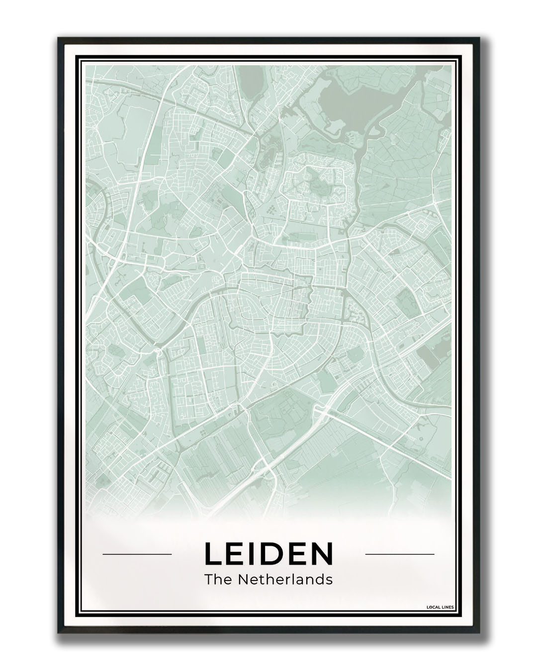 Stadskaart Leiden Poster voor Wanddecoratie Ingelijst Sage