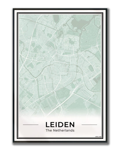Stadskaart Leiden Poster voor Wanddecoratie Ingelijst Sage