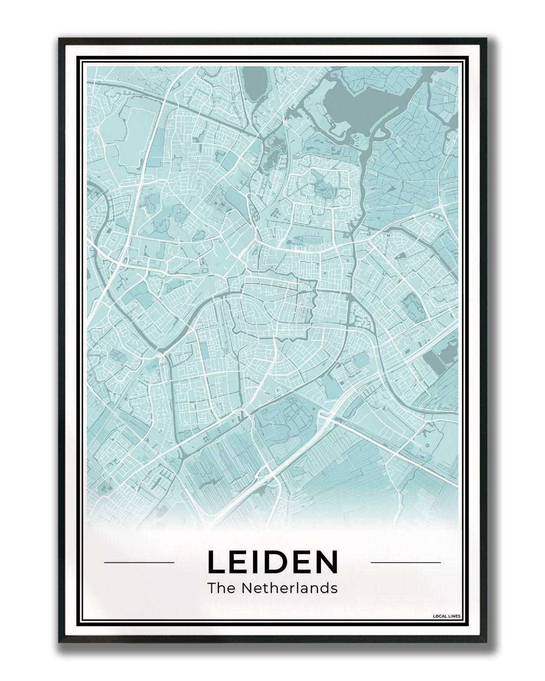 Stadskaart Leiden Poster voor Wanddecoratie Ingelijst Sky