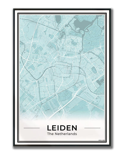 Stadskaart Leiden Poster voor Wanddecoratie Ingelijst Sky