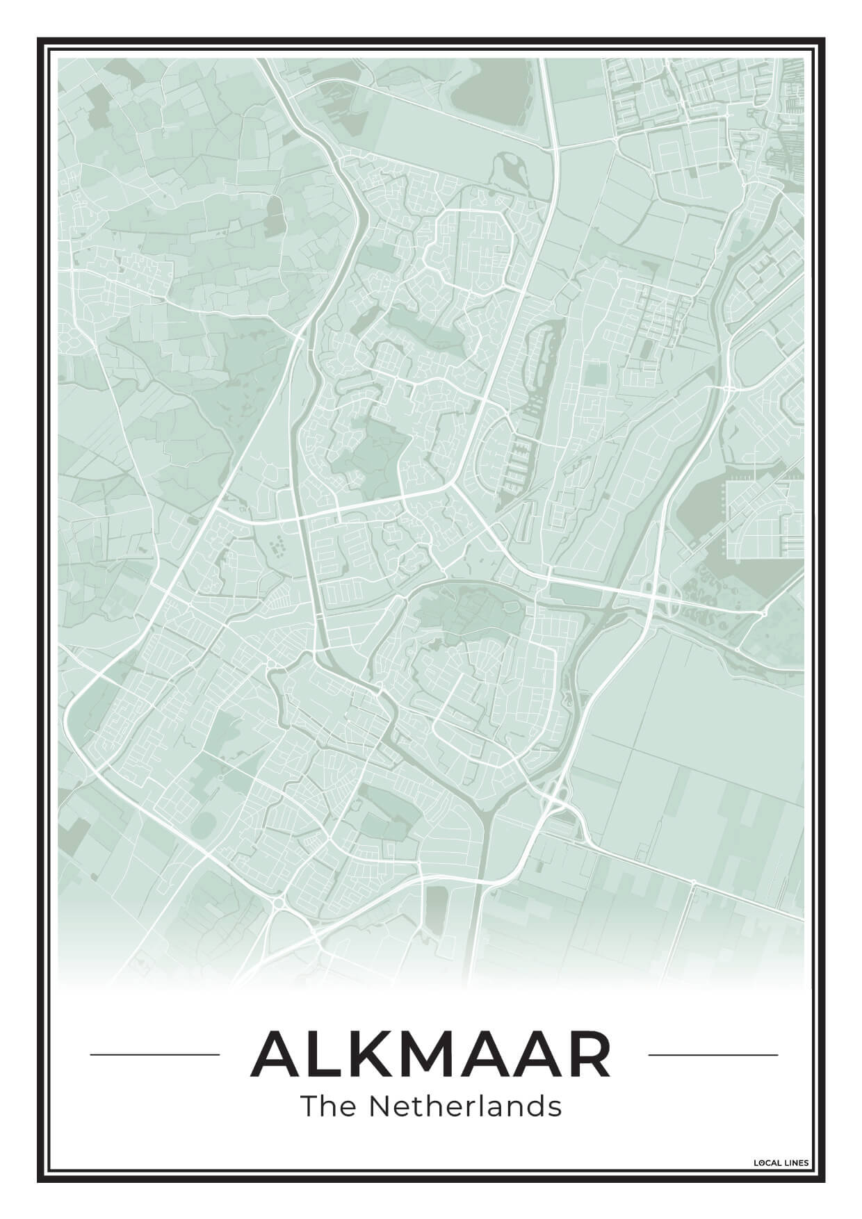 Stadskaart Alkmaar Poster voor Wanddecoratie Sage