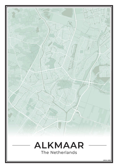 Stadskaart Alkmaar Poster voor Wanddecoratie Sage