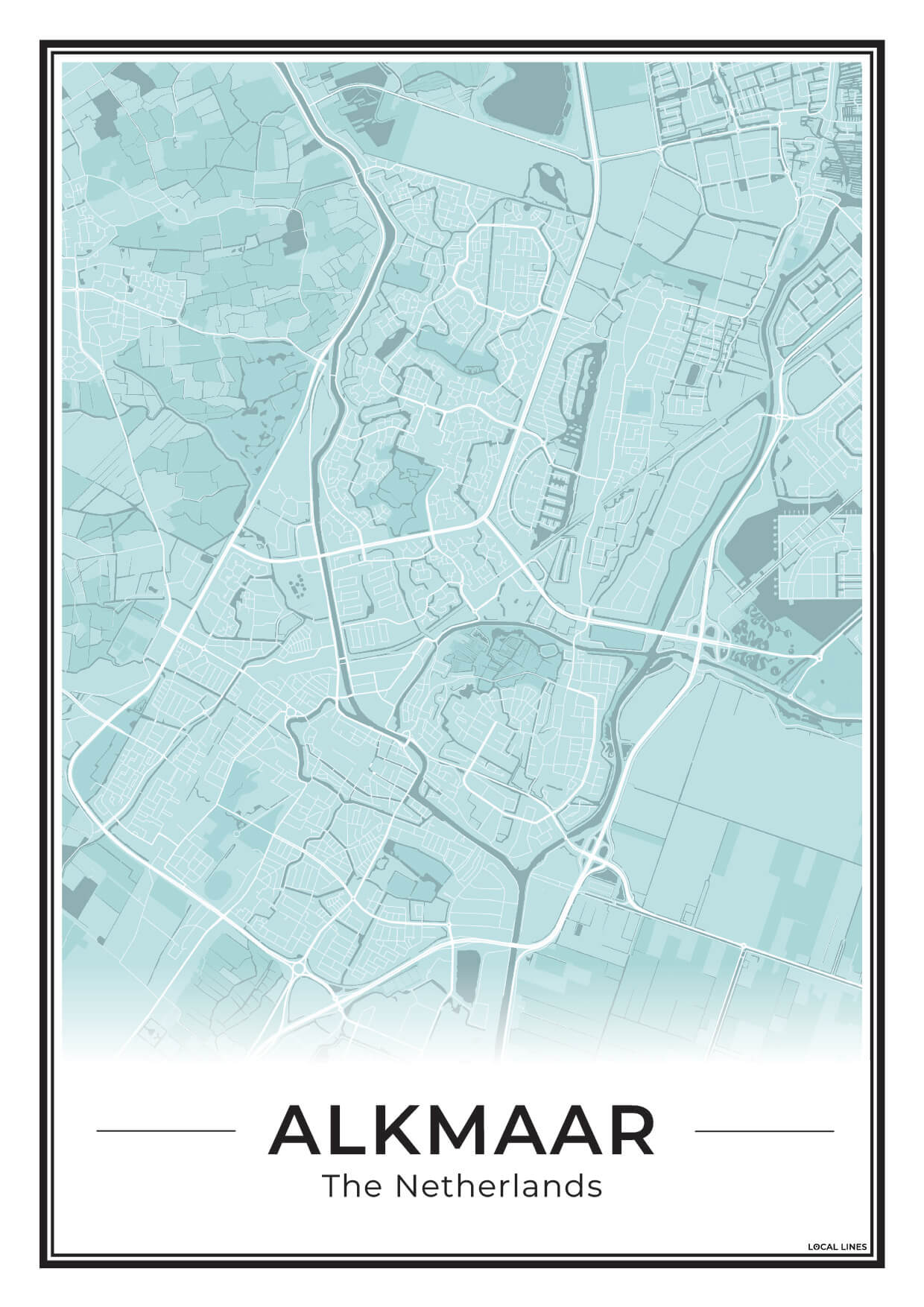 Stadskaart Alkmaar Poster voor Wanddecoratie Sky