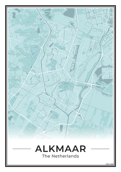 Stadskaart Alkmaar Poster voor Wanddecoratie Sky