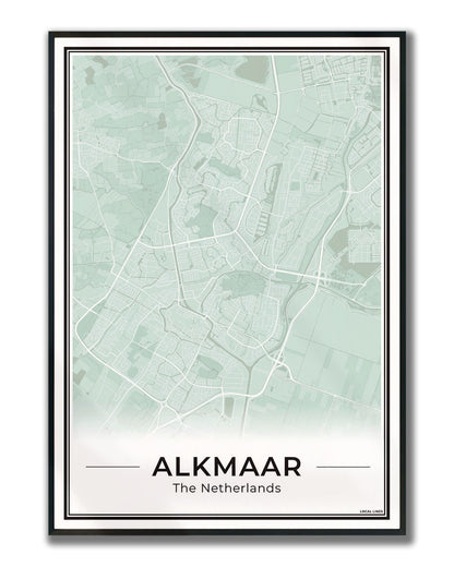 Stadskaart Alkmaar Poster voor Wanddecoratie Ingelijst Sage