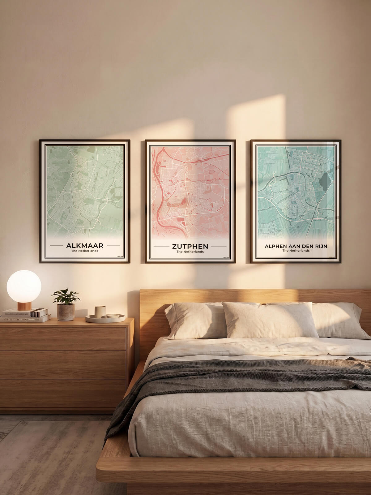 Stadskaart Alkmaar Poster voor Wanddecoratie in Slaapkamer 3 Kleuren Algemeen